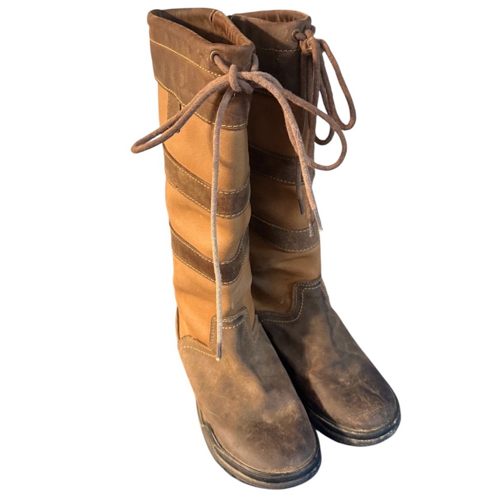 TuffRider Women's Tall Leather Boots 6 Striped Brown Tan